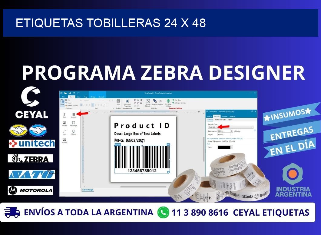 ETIQUETAS TOBILLERAS 24 x 48