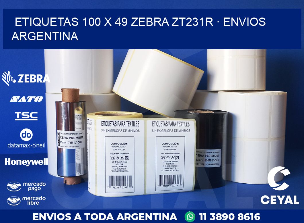 ETIQUETAS 100 x 49 ZEBRA ZT231R · ENVIOS ARGENTINA