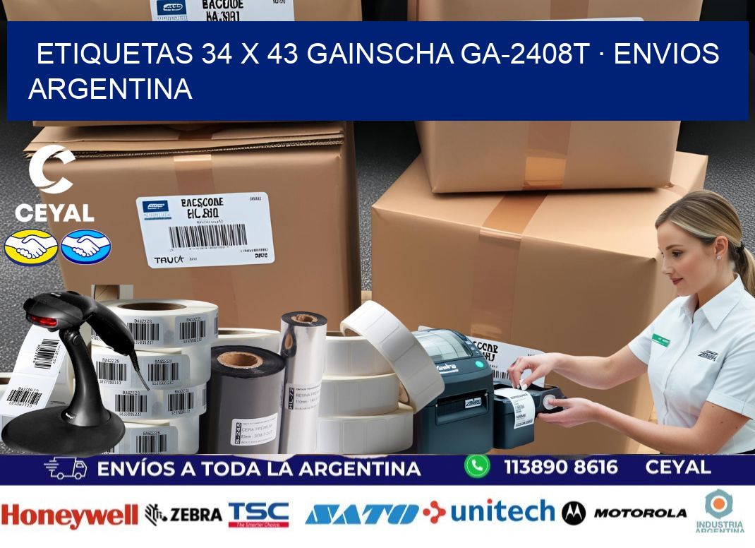 ETIQUETAS 34 x 43 GAINSCHA GA-2408T · ENVIOS ARGENTINA