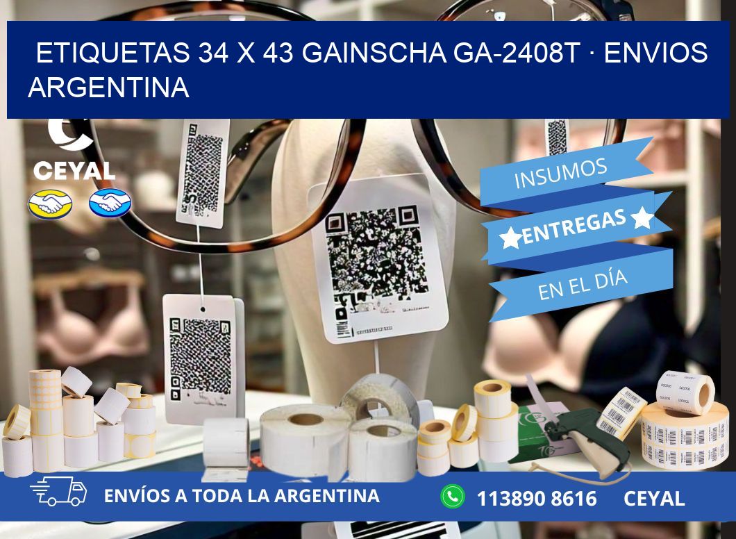 ETIQUETAS 34 x 43 GAINSCHA GA-2408T · ENVIOS ARGENTINA
