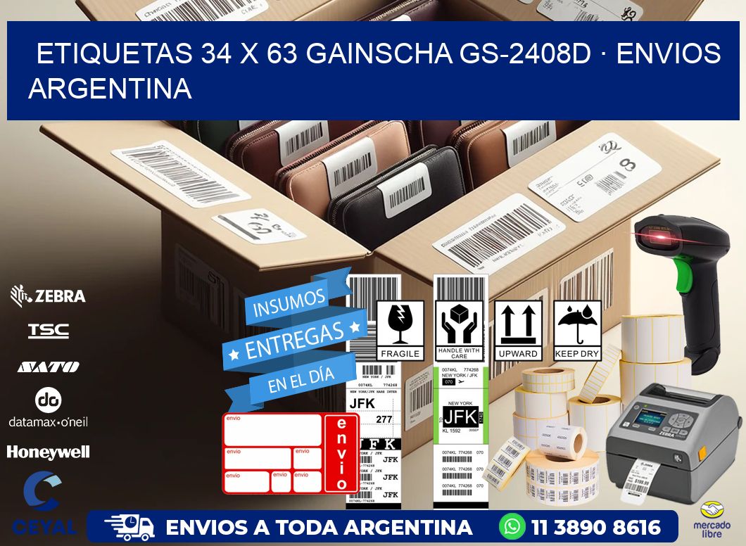 ETIQUETAS 34 x 63 GAINSCHA GS-2408D · ENVIOS ARGENTINA