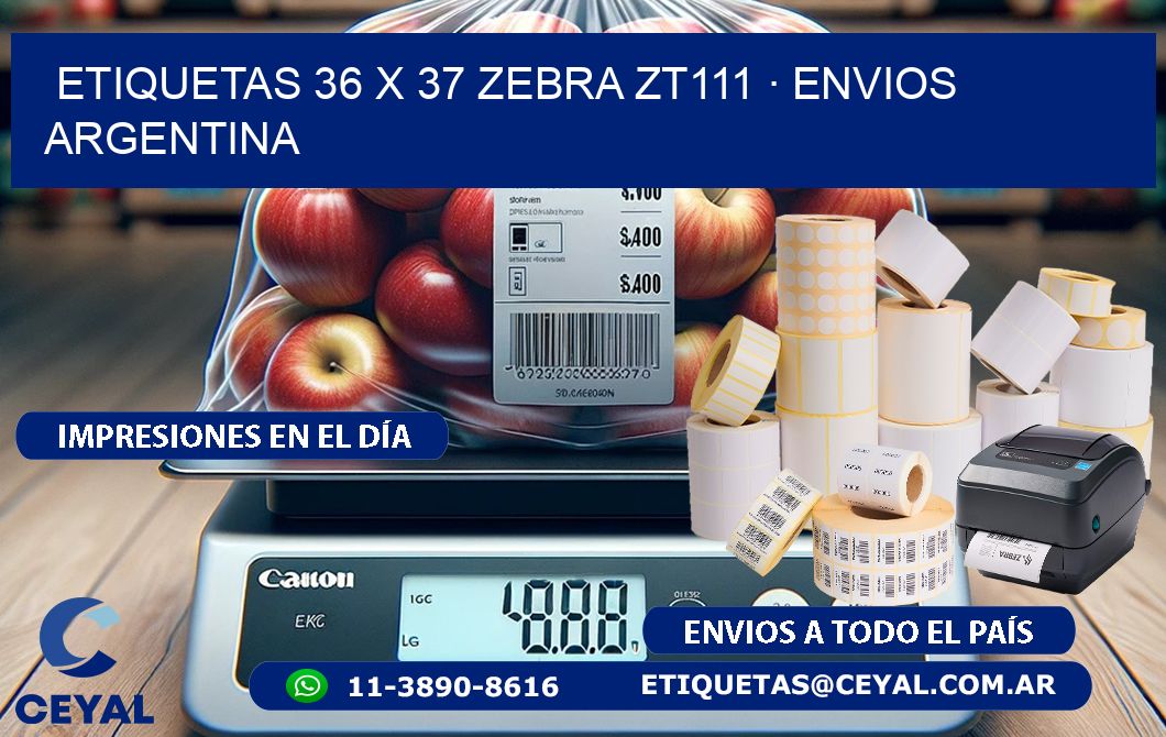 ETIQUETAS 36 x 37 ZEBRA ZT111 · ENVIOS ARGENTINA