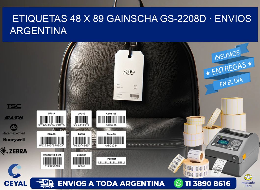 ETIQUETAS 48 x 89 GAINSCHA GS-2208D · ENVIOS ARGENTINA