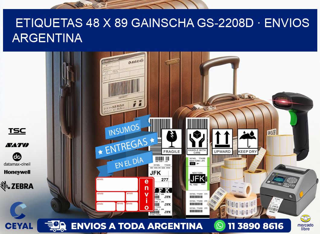 ETIQUETAS 48 x 89 GAINSCHA GS-2208D · ENVIOS ARGENTINA