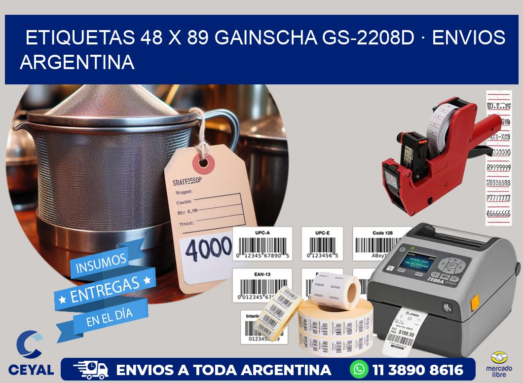 ETIQUETAS 48 x 89 GAINSCHA GS-2208D · ENVIOS ARGENTINA