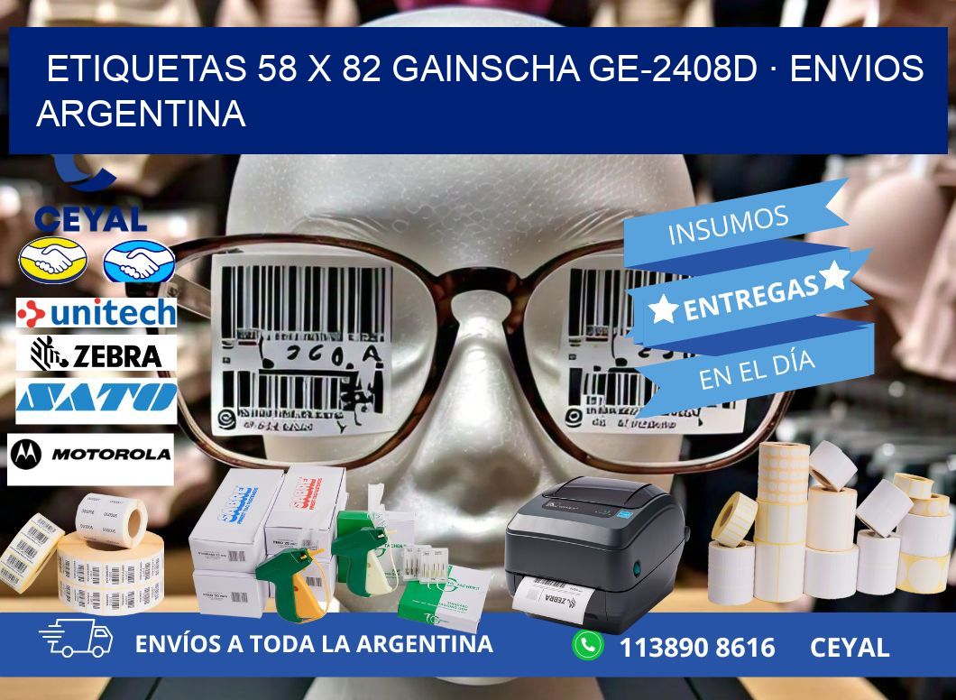 ETIQUETAS 58 x 82 GAINSCHA GE-2408D · ENVIOS ARGENTINA