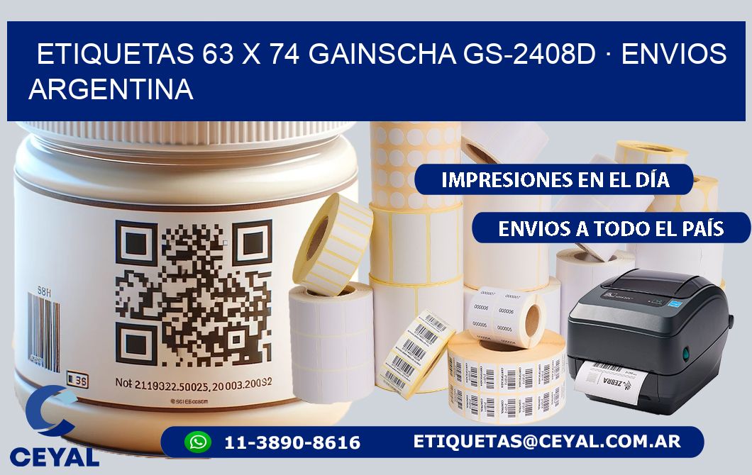 ETIQUETAS 63 x 74 GAINSCHA GS-2408D · ENVIOS ARGENTINA