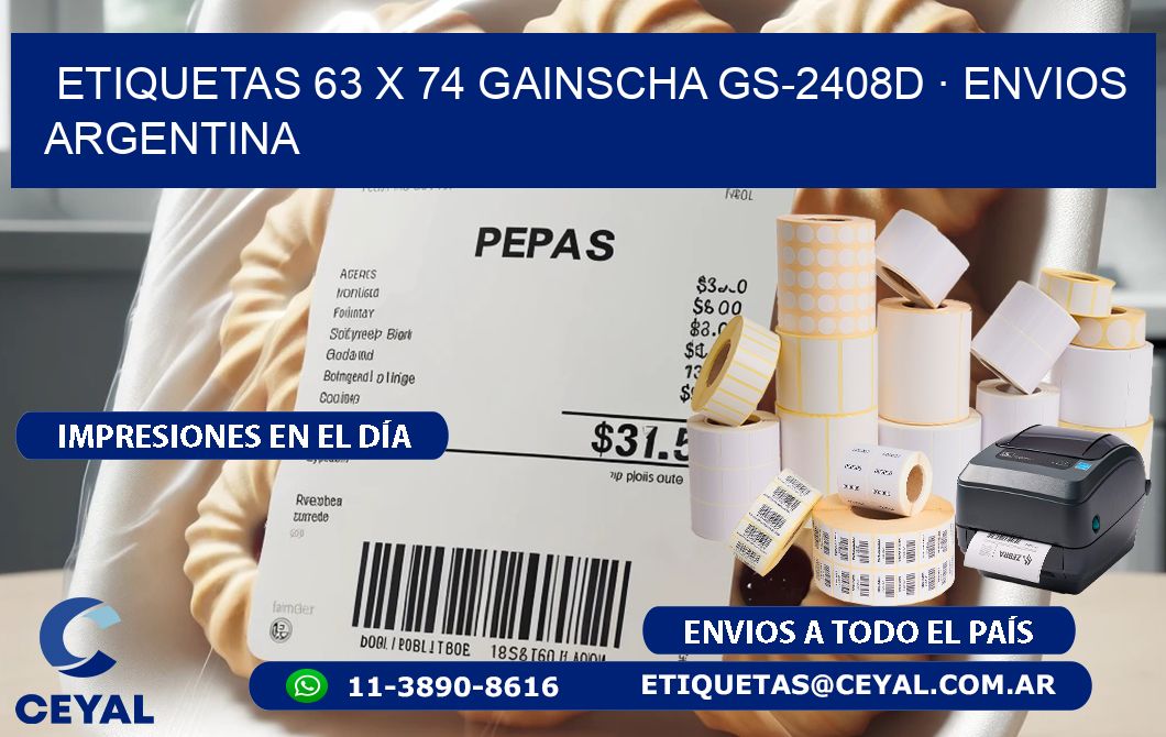 ETIQUETAS 63 x 74 GAINSCHA GS-2408D · ENVIOS ARGENTINA