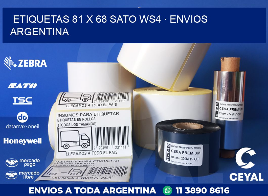 ETIQUETAS 81 x 68 SATO WS4 · ENVIOS ARGENTINA