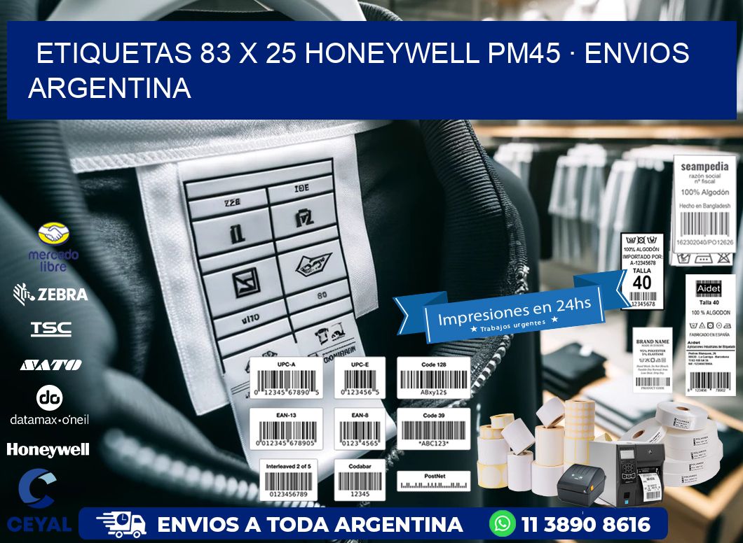 ETIQUETAS 83 x 25 HONEYWELL PM45 · ENVIOS ARGENTINA