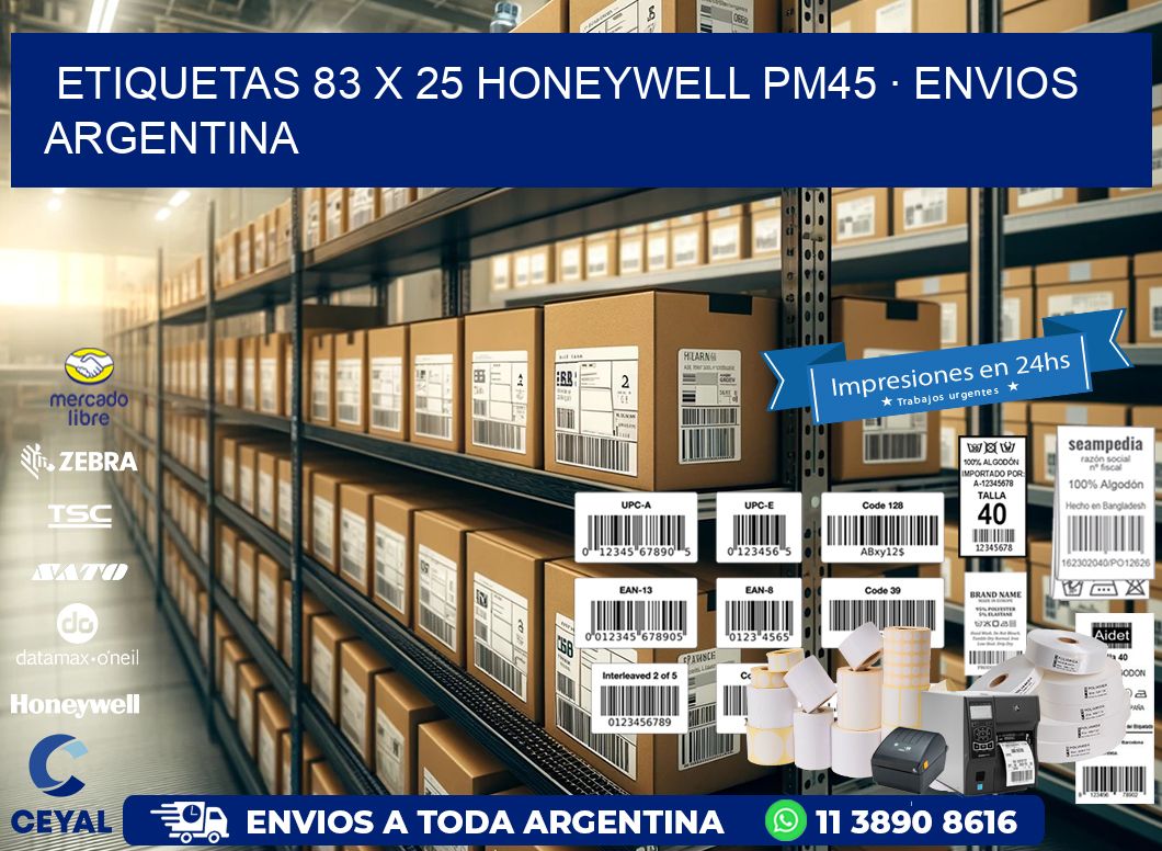 ETIQUETAS 83 x 25 HONEYWELL PM45 · ENVIOS ARGENTINA