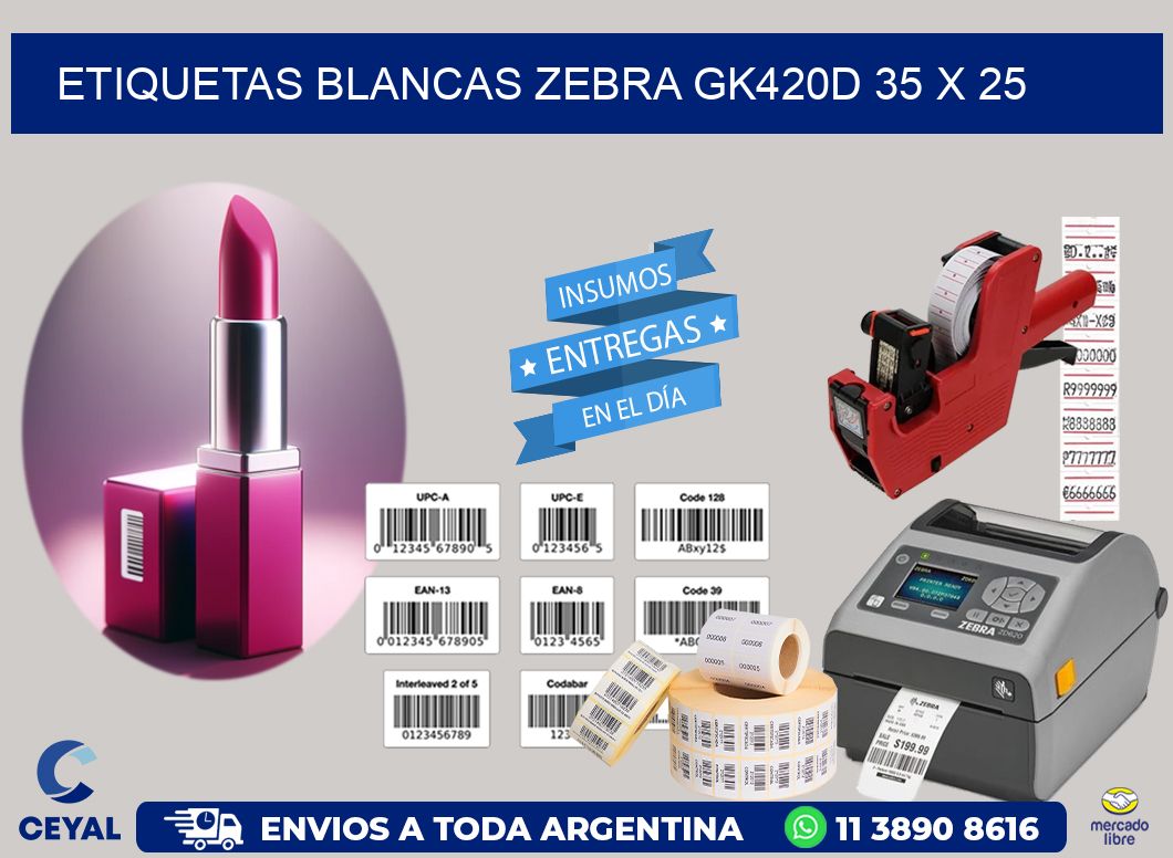 ETIQUETAS BLANCAS ZEBRA GK420D 35 x 25