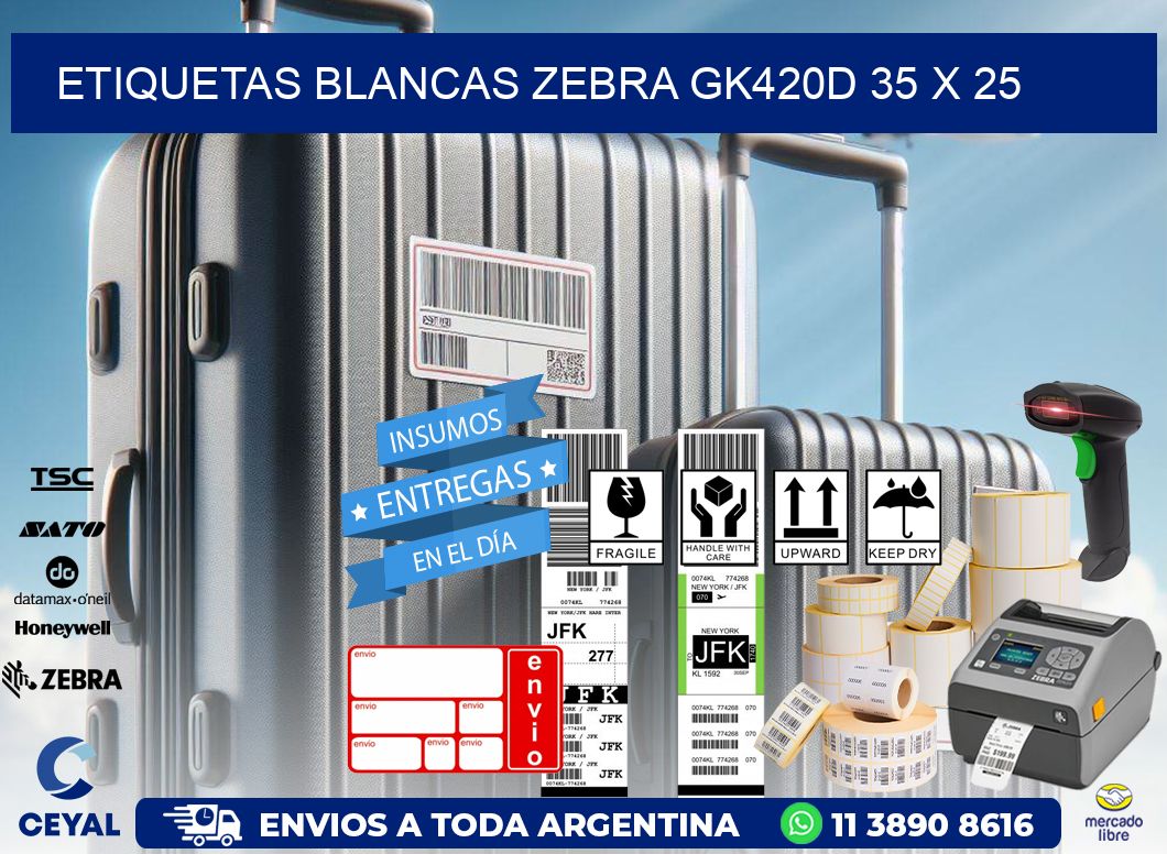 ETIQUETAS BLANCAS ZEBRA GK420D 35 x 25