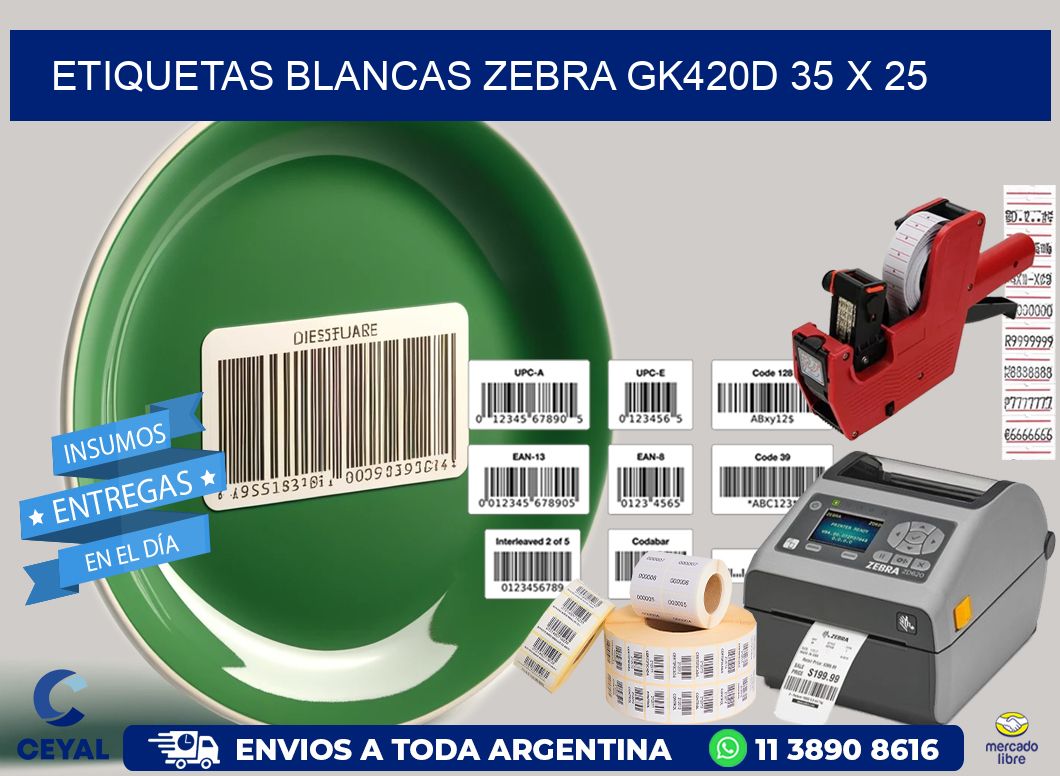 ETIQUETAS BLANCAS ZEBRA GK420D 35 x 25