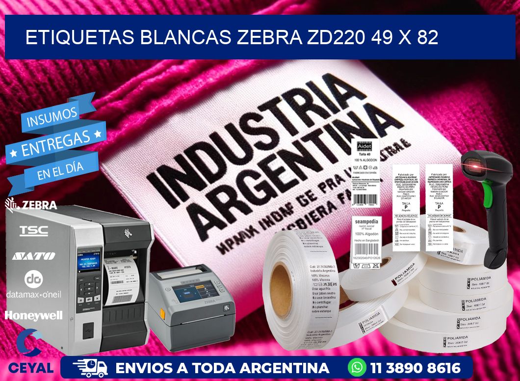 ETIQUETAS BLANCAS ZEBRA ZD220 49 x 82