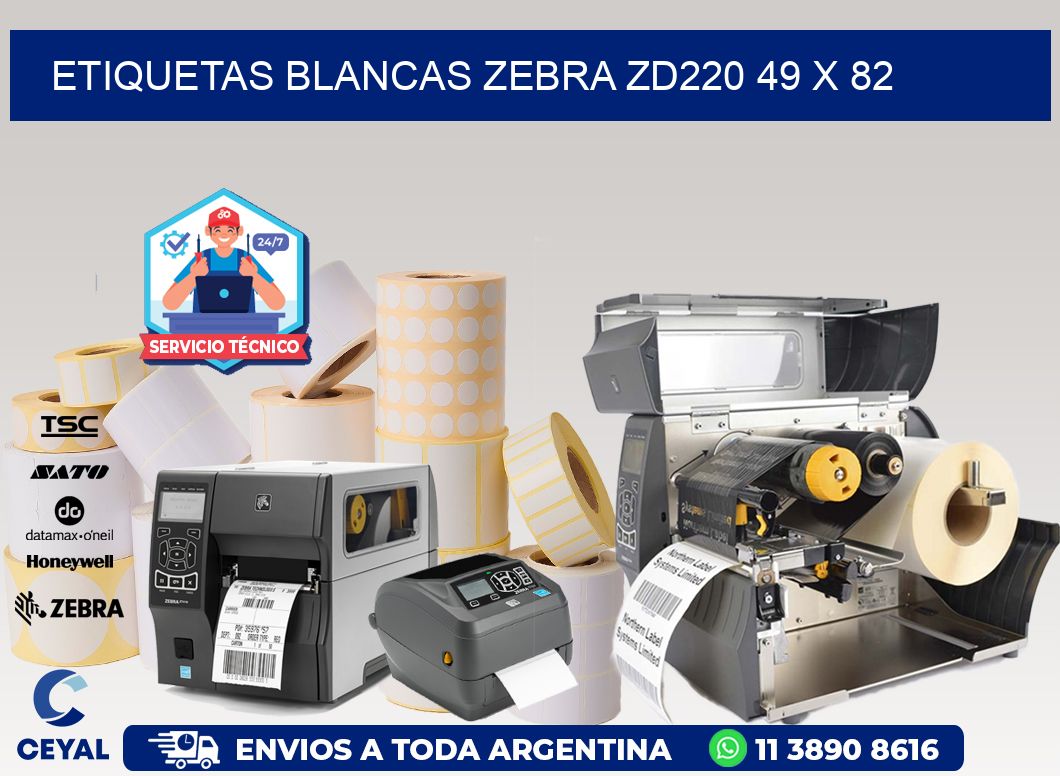 ETIQUETAS BLANCAS ZEBRA ZD220 49 x 82