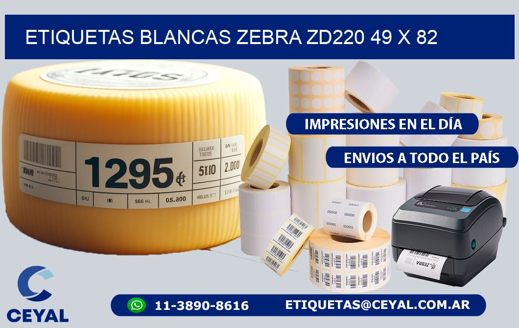 ETIQUETAS BLANCAS ZEBRA ZD220 49 x 82