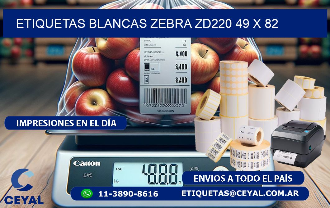 ETIQUETAS BLANCAS ZEBRA ZD220 49 x 82