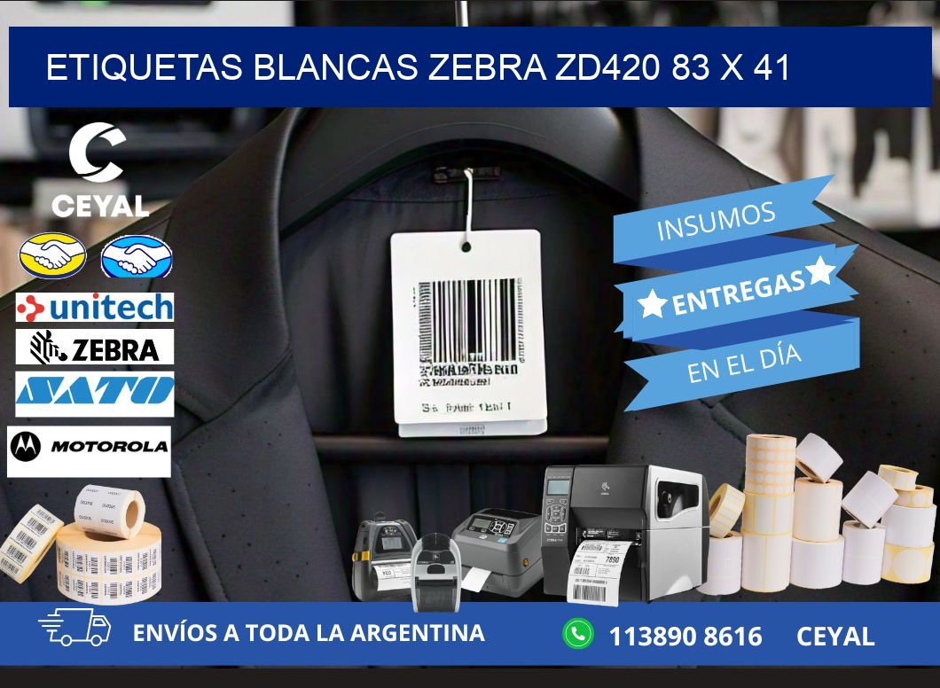 ETIQUETAS BLANCAS ZEBRA ZD420 83 x 41