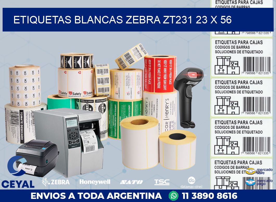 ETIQUETAS BLANCAS ZEBRA ZT231 23 x 56
