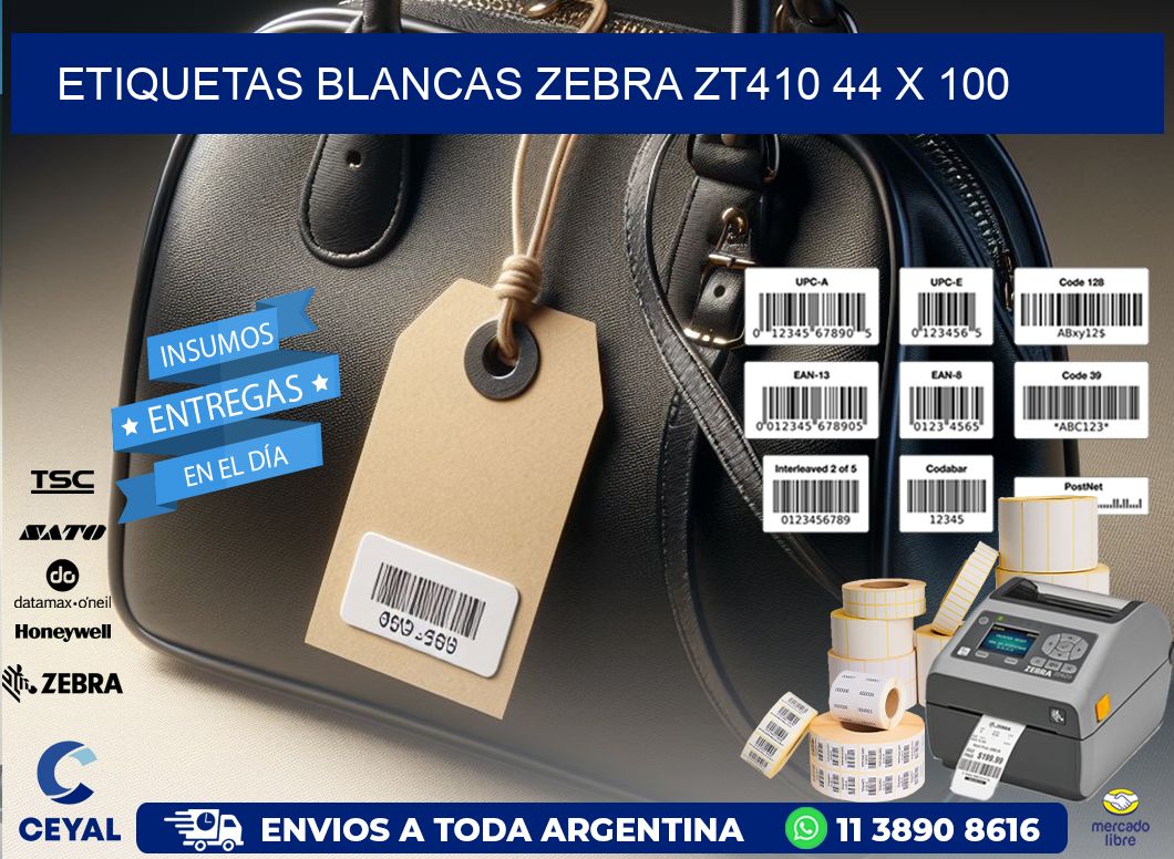 ETIQUETAS BLANCAS ZEBRA ZT410 44 x 100
