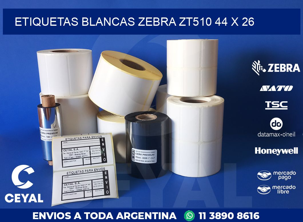 ETIQUETAS BLANCAS ZEBRA ZT510 44 x 26