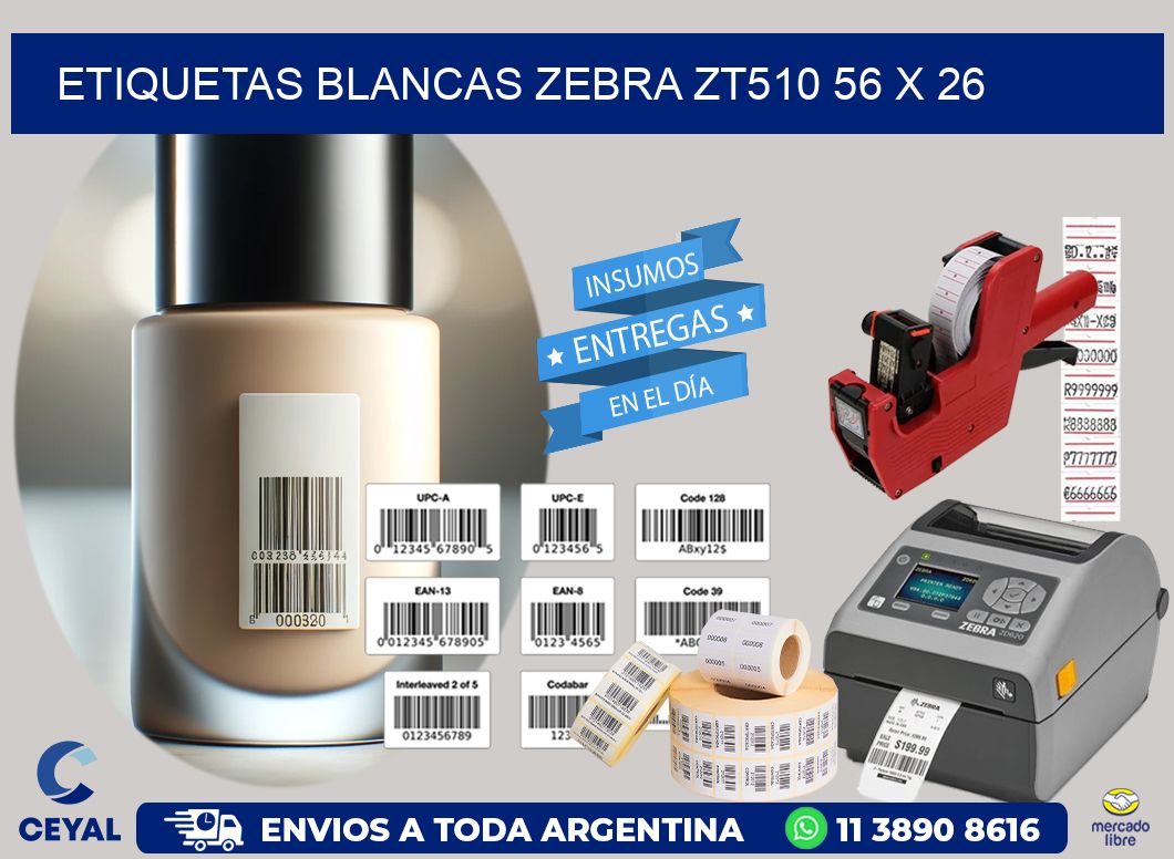 ETIQUETAS BLANCAS ZEBRA ZT510 56 x 26