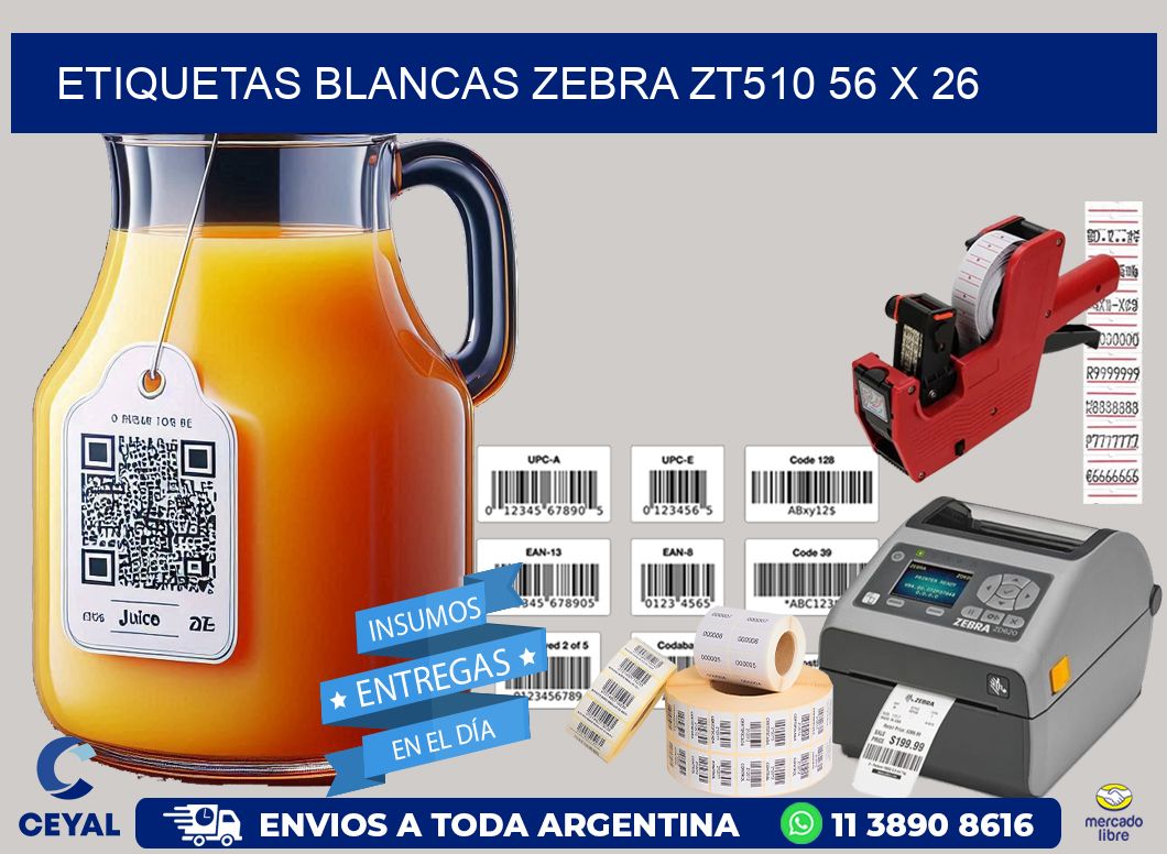 ETIQUETAS BLANCAS ZEBRA ZT510 56 x 26