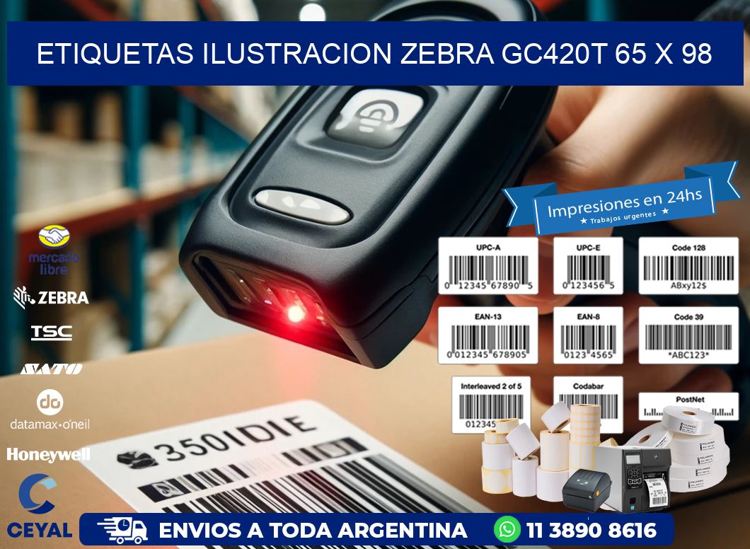 ETIQUETAS ILUSTRACION ZEBRA GC420T 65 x 98