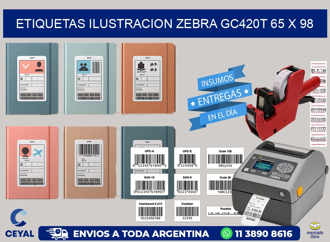 ETIQUETAS ILUSTRACION ZEBRA GC420T 65 x 98