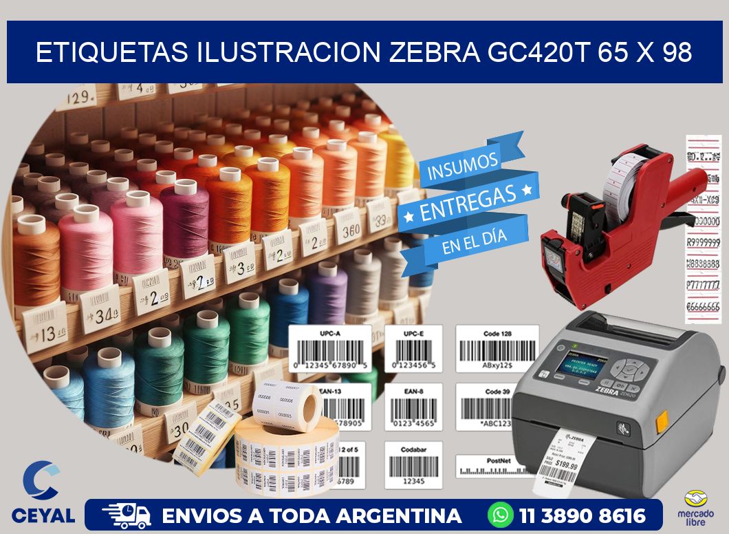 ETIQUETAS ILUSTRACION ZEBRA GC420T 65 x 98