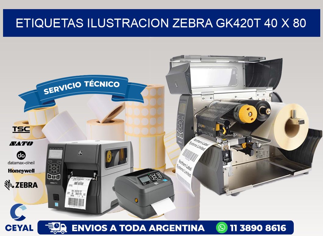 ETIQUETAS ILUSTRACION ZEBRA GK420T 40 x 80