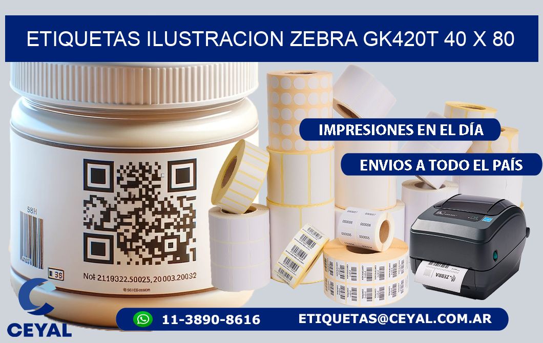 ETIQUETAS ILUSTRACION ZEBRA GK420T 40 x 80