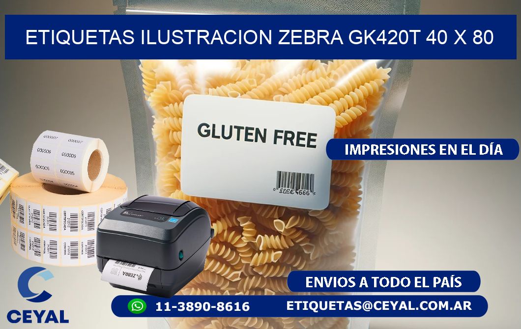 ETIQUETAS ILUSTRACION ZEBRA GK420T 40 x 80