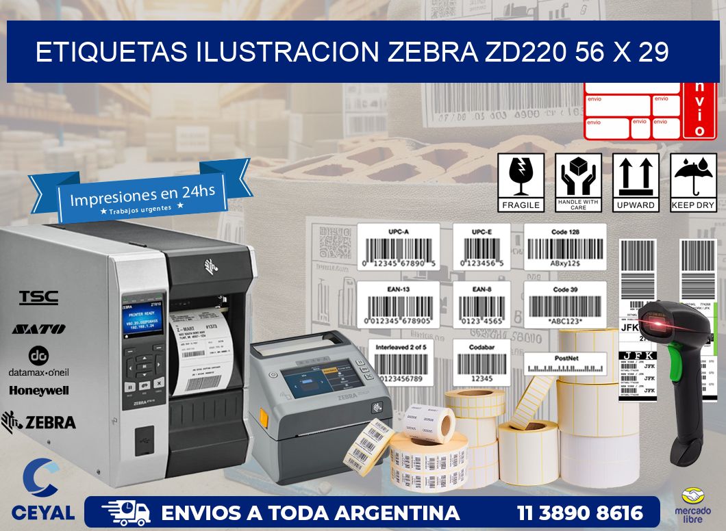 ETIQUETAS ILUSTRACION ZEBRA ZD220 56 x 29