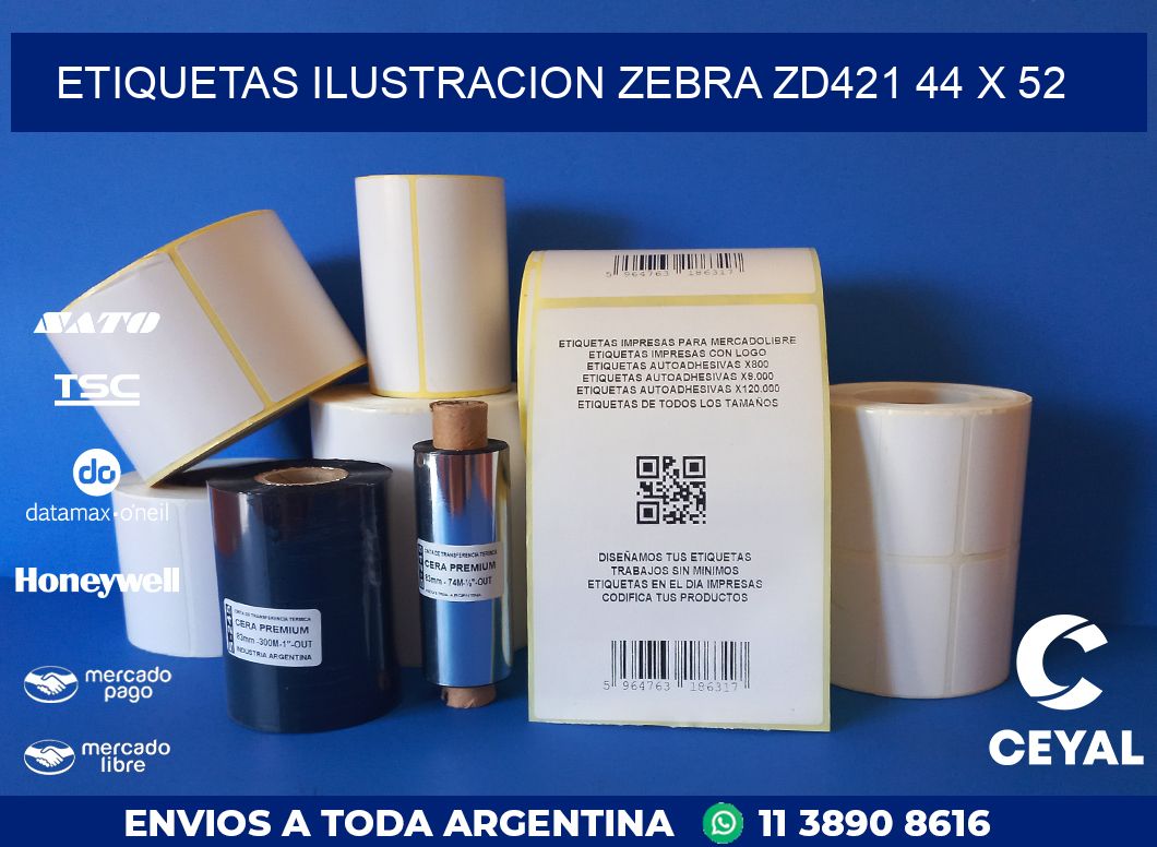 ETIQUETAS ILUSTRACION ZEBRA ZD421 44 x 52