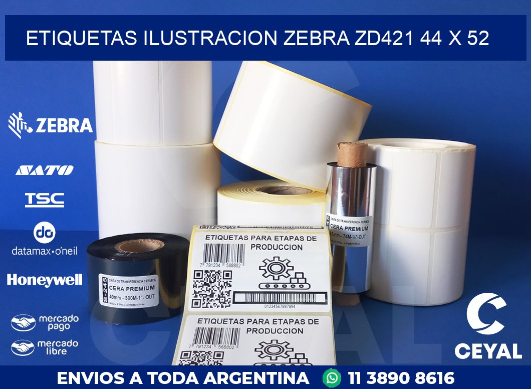 ETIQUETAS ILUSTRACION ZEBRA ZD421 44 x 52