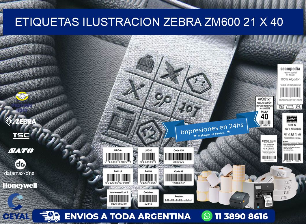 ETIQUETAS ILUSTRACION ZEBRA ZM600 21 x 40