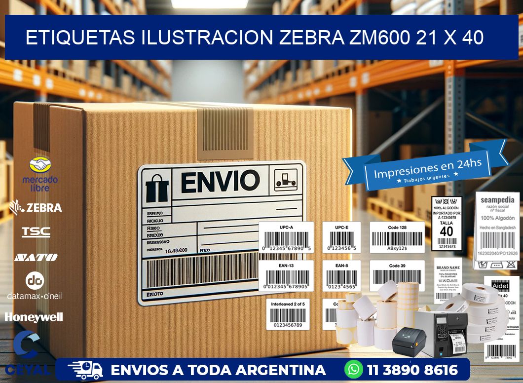 ETIQUETAS ILUSTRACION ZEBRA ZM600 21 x 40