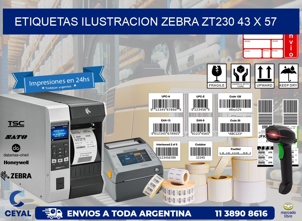 ETIQUETAS ILUSTRACION ZEBRA ZT230 43 x 57