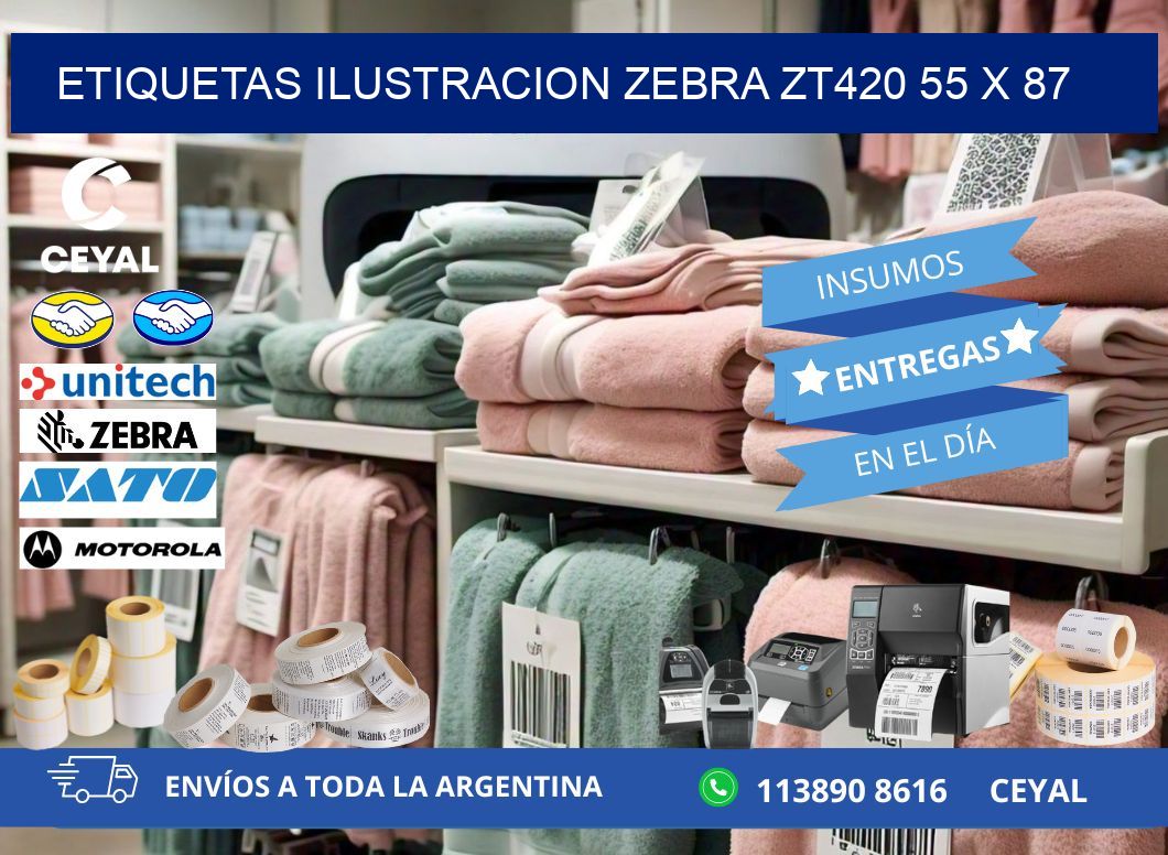 ETIQUETAS ILUSTRACION ZEBRA ZT420 55 x 87