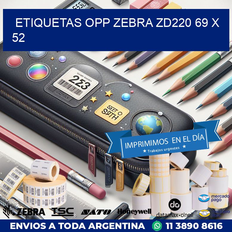 ETIQUETAS OPP ZEBRA ZD220 69 x 52