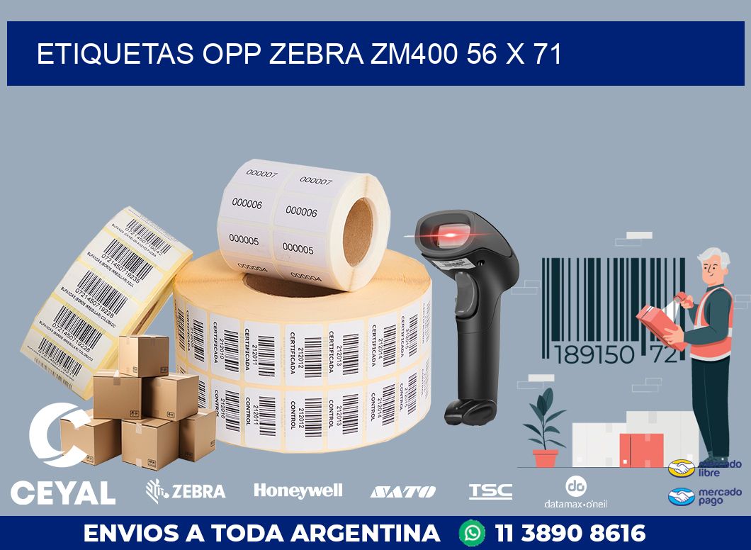 ETIQUETAS OPP ZEBRA ZM400 56 x 71
