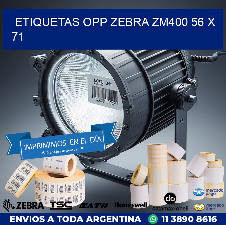 ETIQUETAS OPP ZEBRA ZM400 56 x 71