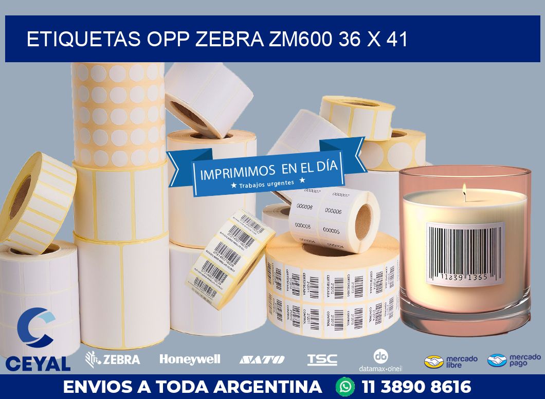 ETIQUETAS OPP ZEBRA ZM600 36 x 41