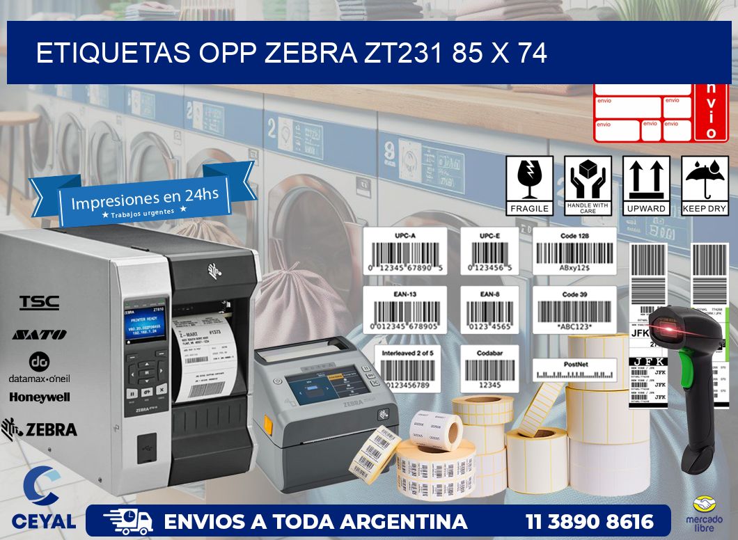 ETIQUETAS OPP ZEBRA ZT231 85 x 74
