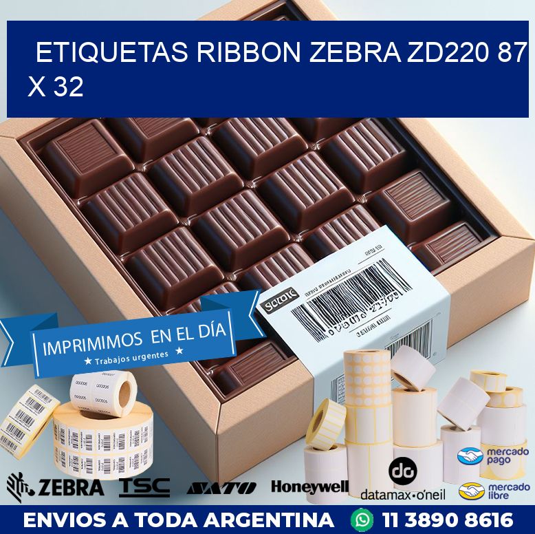 ETIQUETAS RIBBON Zebra ZD220 87 x 32