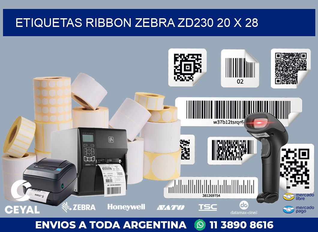 ETIQUETAS RIBBON Zebra ZD230 20 x 28