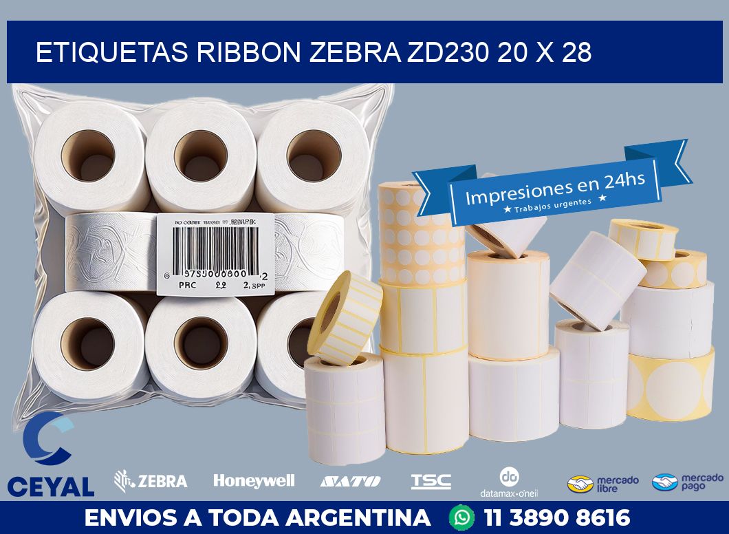 ETIQUETAS RIBBON Zebra ZD230 20 x 28