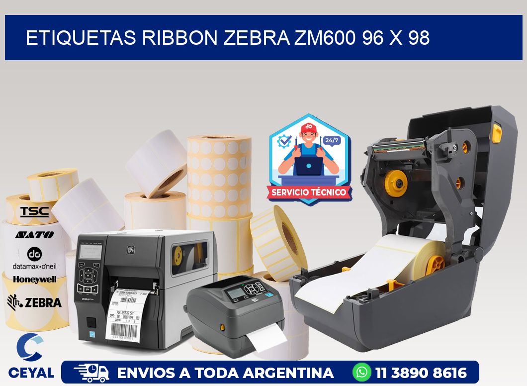 ETIQUETAS RIBBON Zebra ZM600 96 x 98